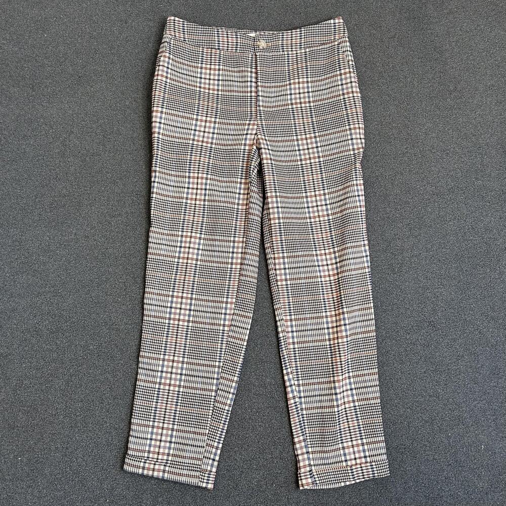 Anthropologie Pants Womens 4 Plaid Tapered Crop Stretch Dress Pockets